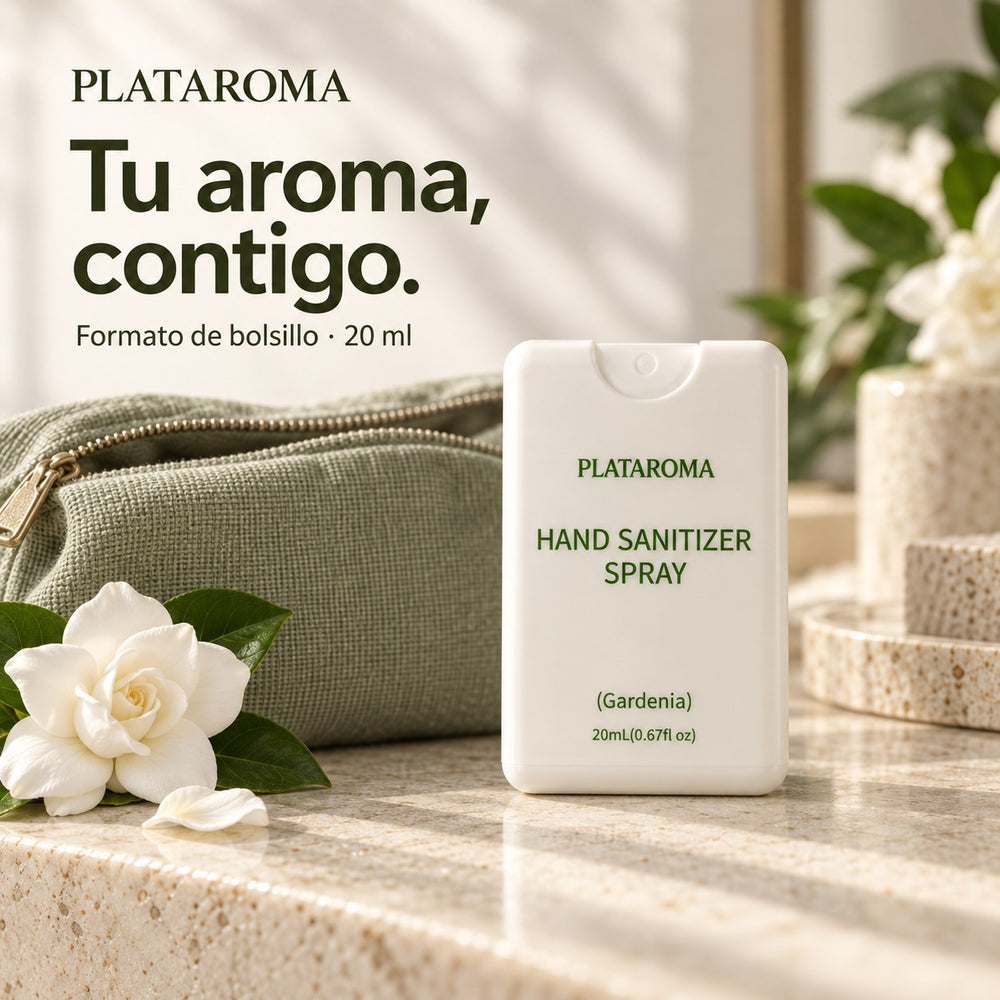 PLATAROMA Gardenia Hand Sanitizer Spray 20ml – Pocket-Sized No-Rinse Hand Sanitizer
