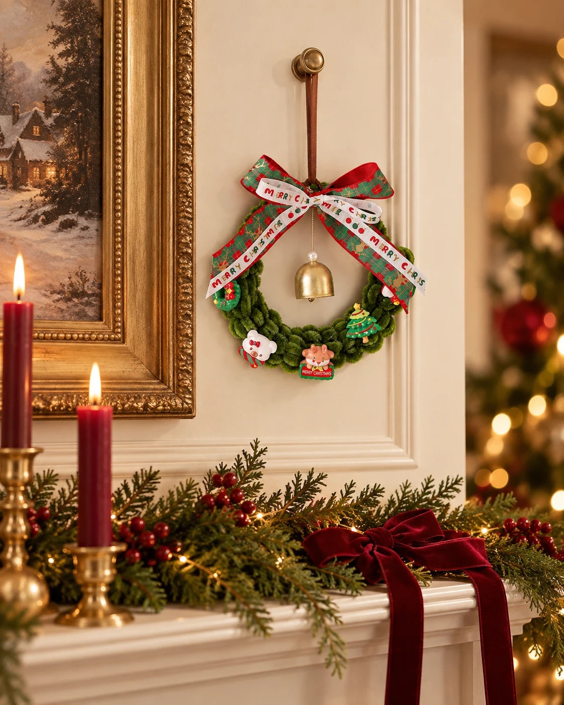 Handmade Pipe Cleaner Christmas Wreath with Charms