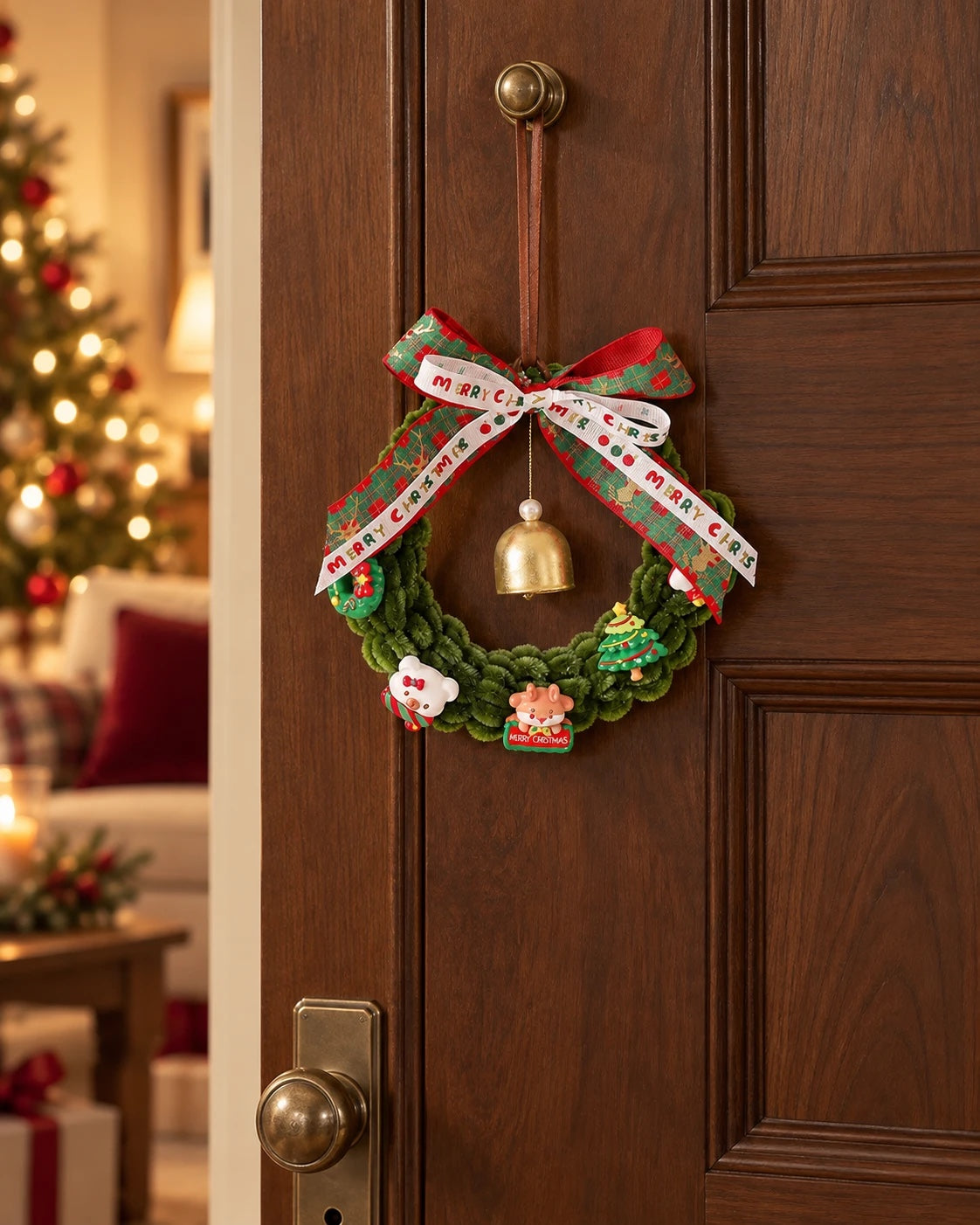 Handmade Pipe Cleaner Christmas Wreath with Charms