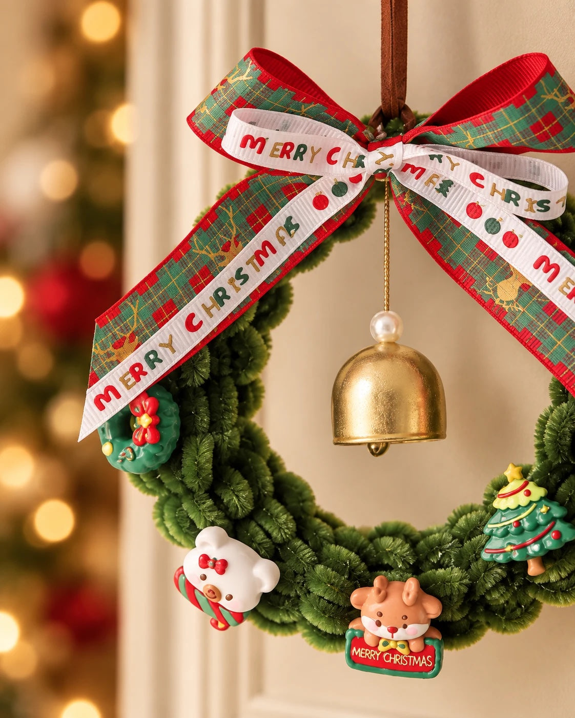 Handmade Pipe Cleaner Christmas Wreath with Charms