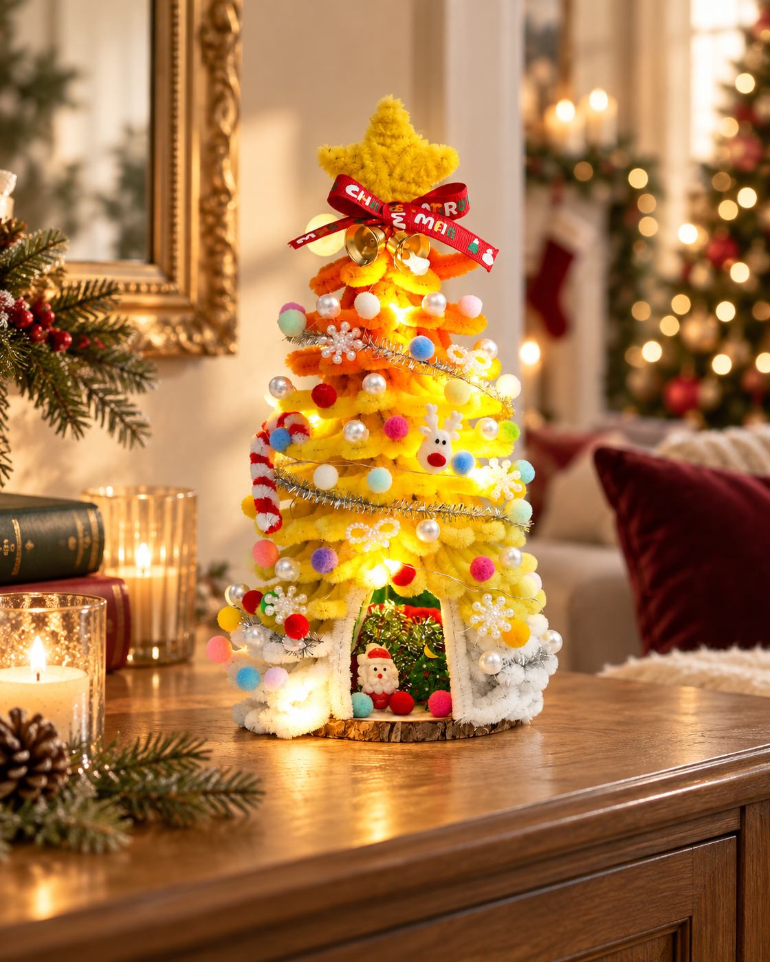 DIY Pipe Cleaner Christmas Tree Kit with Lights