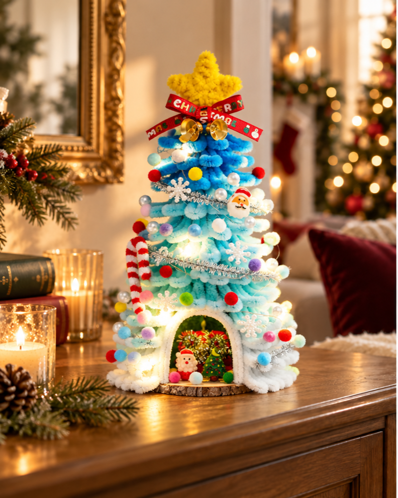 DIY Pipe Cleaner Christmas Tree Kit with Lights
