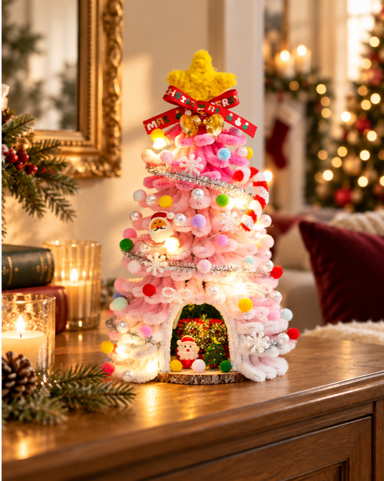DIY Pipe Cleaner Christmas Tree Kit with Lights